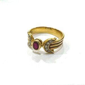 jewelry K18 Ruby No Stone Grain Diamond jewellery accessories Ring K18 Gold